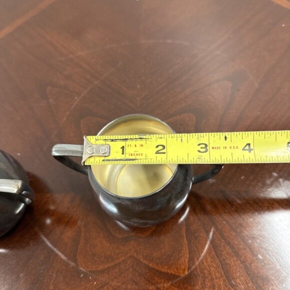 Vintage Empire Crafts Quadruple Silver Plated Sugar Bowl & Creamer, 4.5"x3"x2.5" - Picture 7 of 8